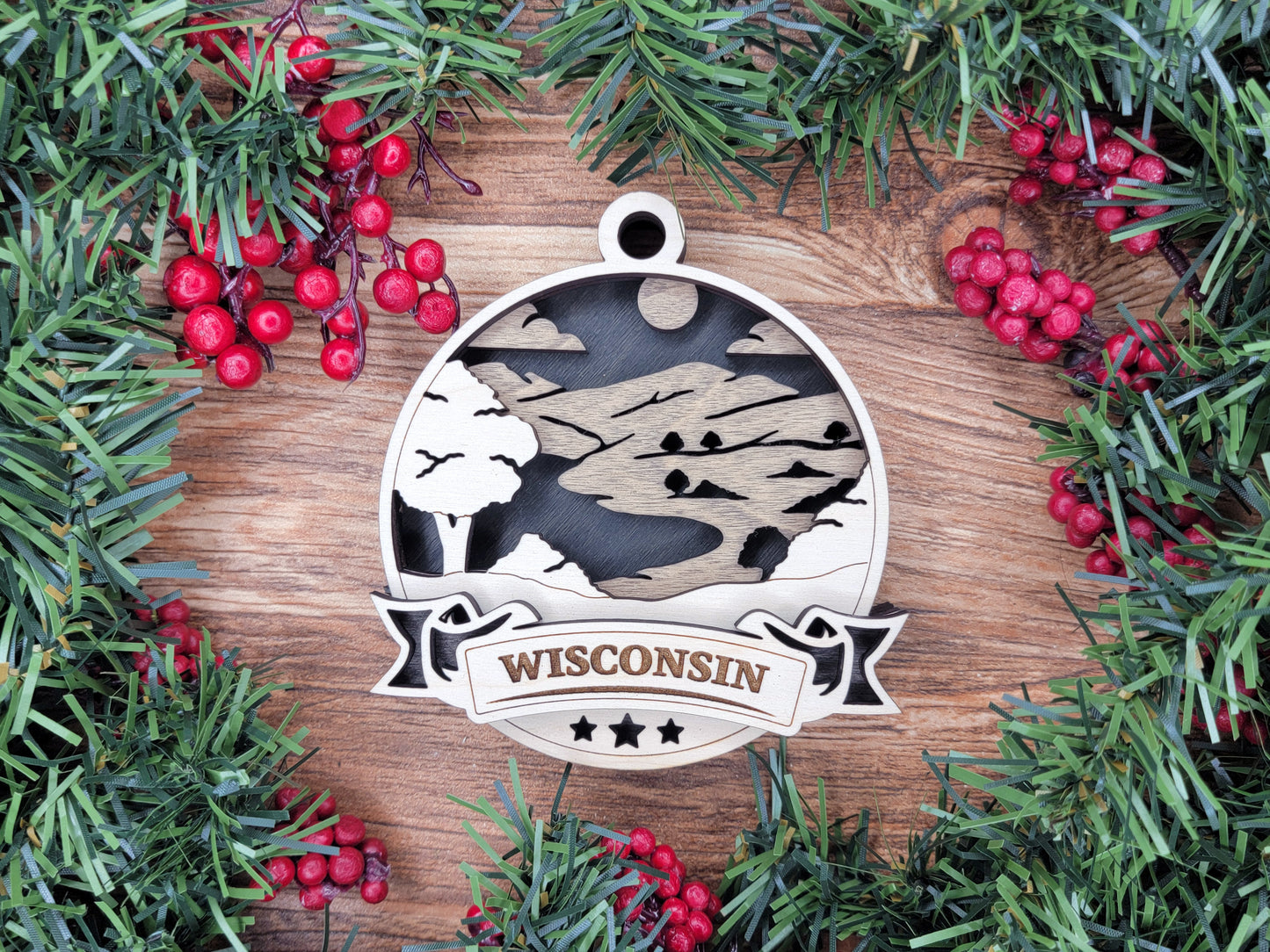 Discover America Wood Souvenir Ornament | 50 States