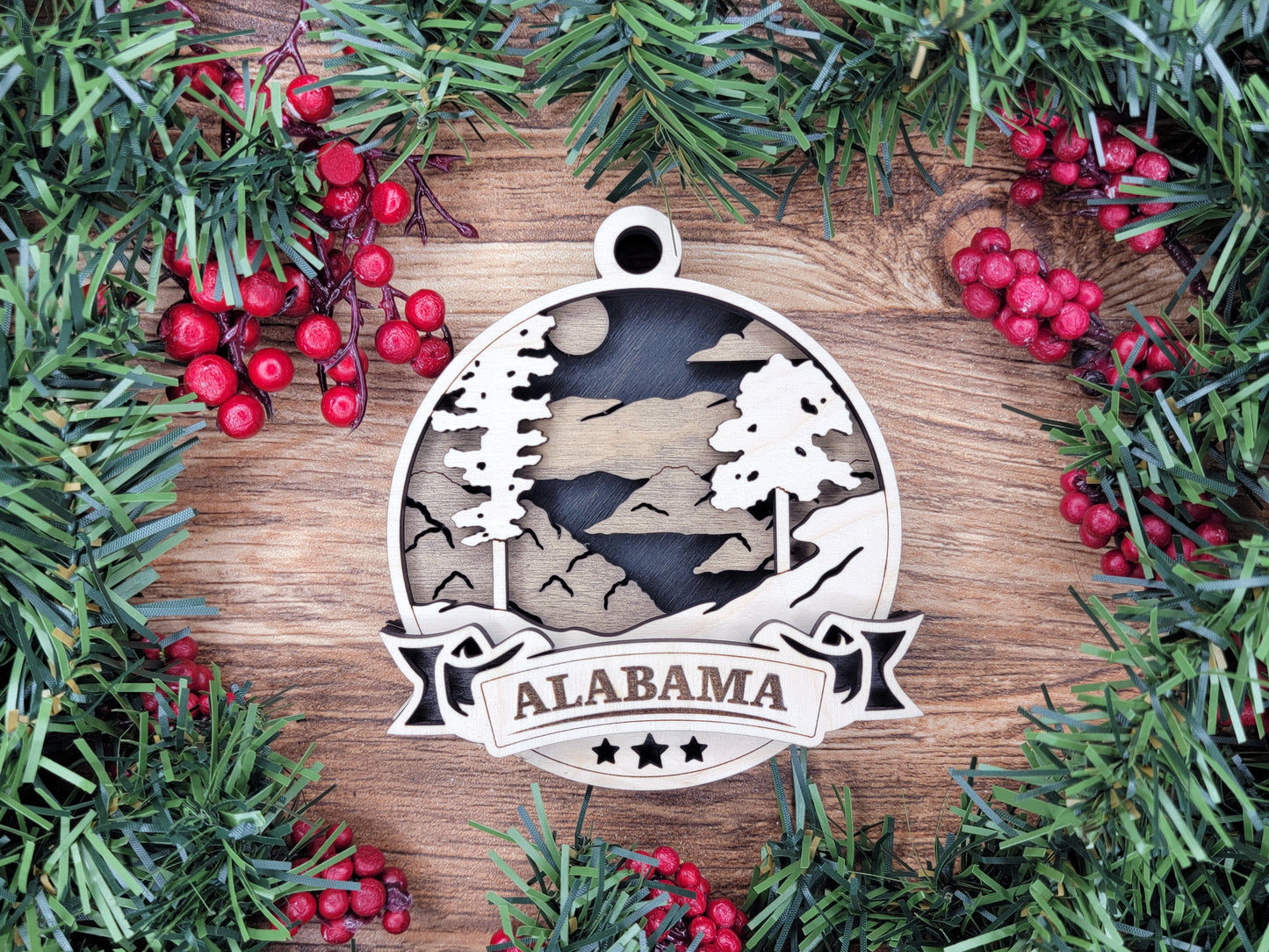 Discover America Wood Souvenir Ornament | 50 States