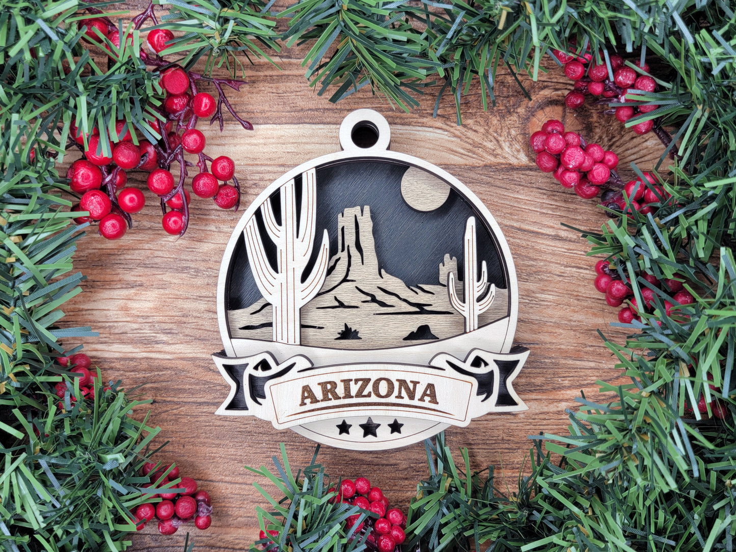 Discover America Wood Souvenir Ornament | 50 States