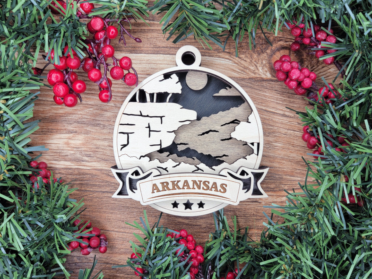 Discover America Wood Souvenir Ornament | 50 States