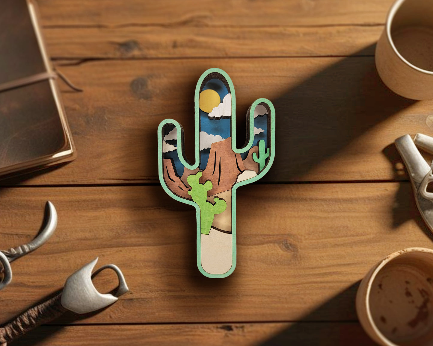 Layered Wild West Souvenir Ornament & Magnet | Wood