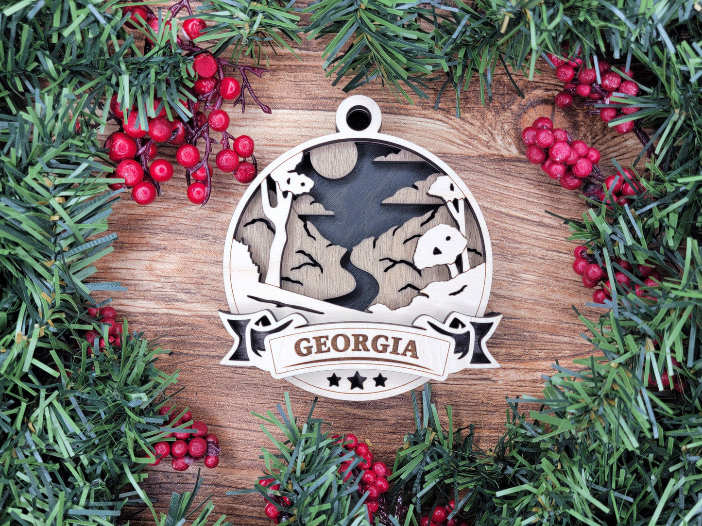 Discover America Wood Souvenir Ornament | 50 States