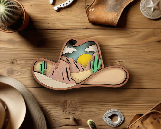 Layered Wild West Souvenir Ornament & Magnet | Wood