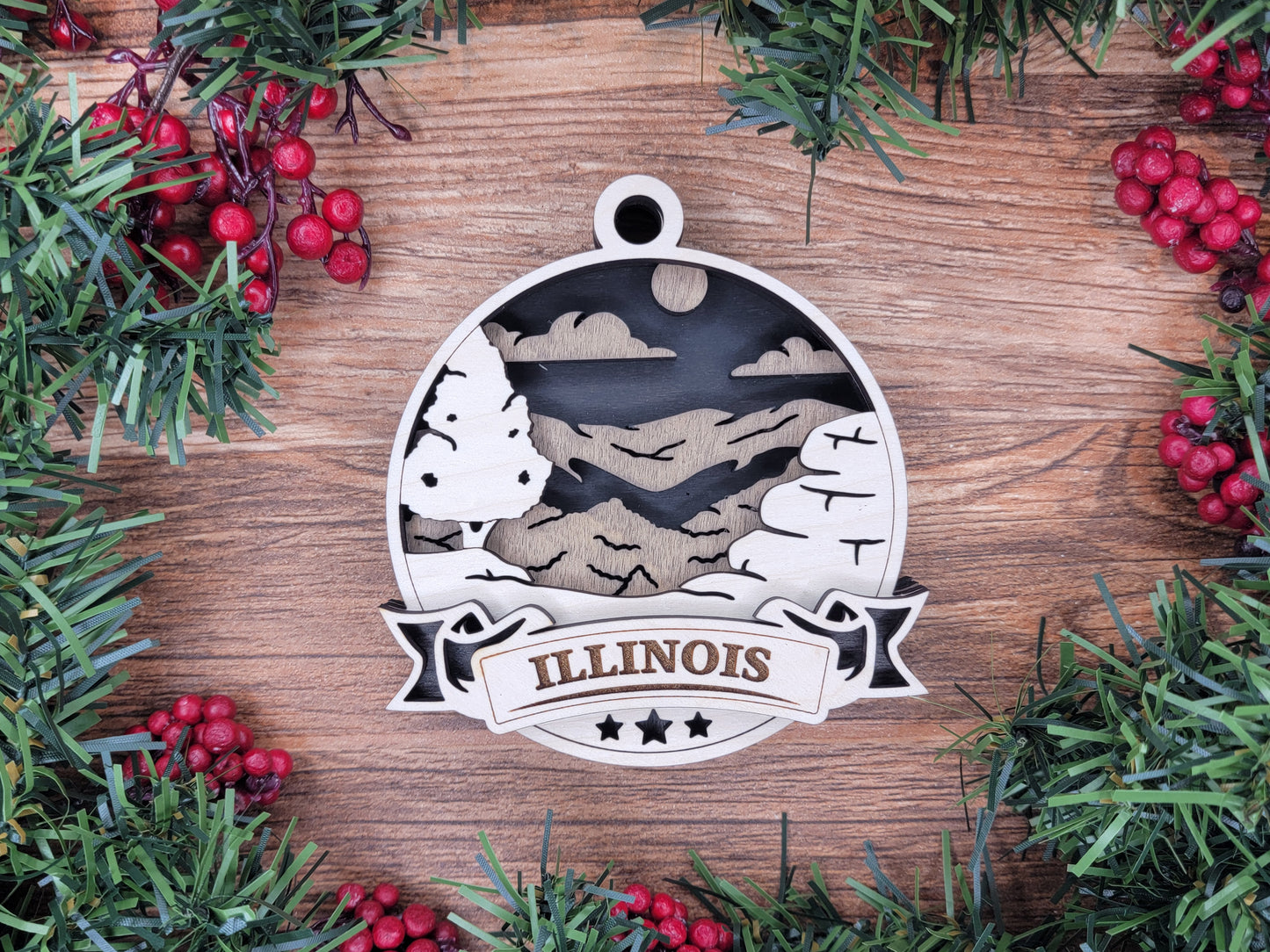 Discover America Wood Souvenir Ornament | 50 States