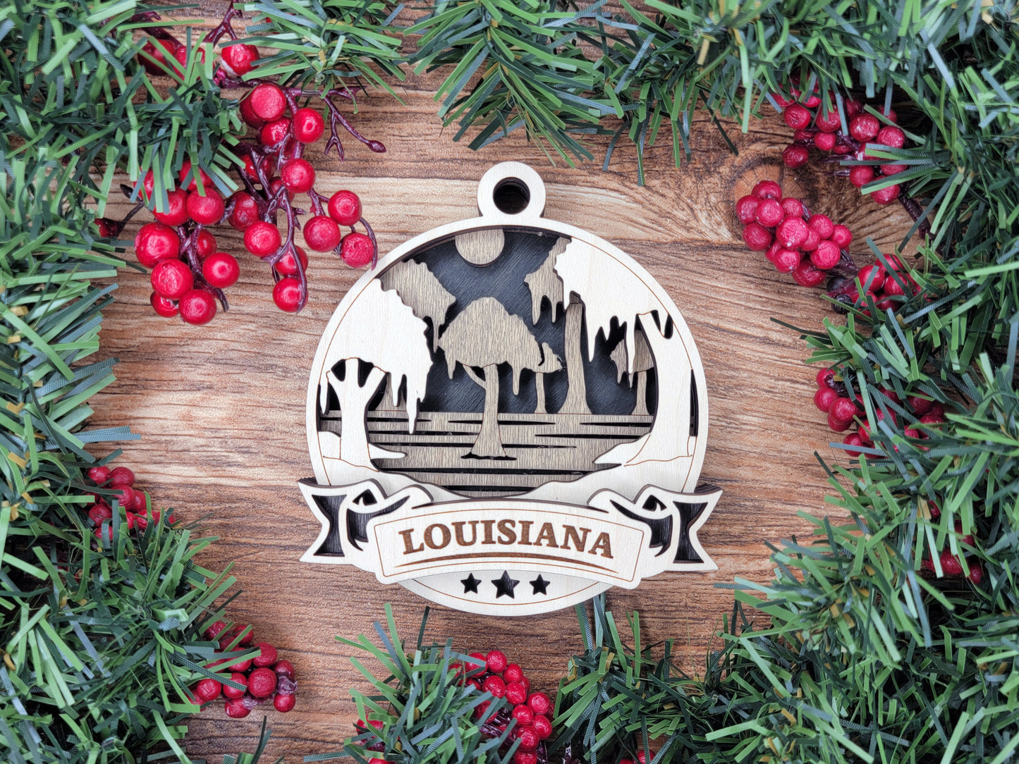 Discover America Wood Souvenir Ornament | 50 States