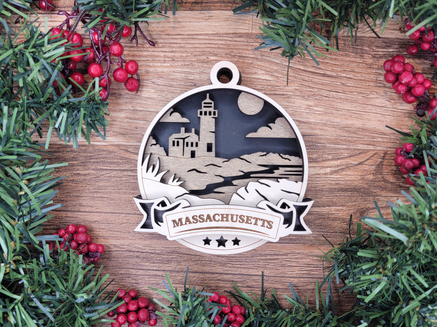 Discover America Wood Souvenir Ornament | 50 States