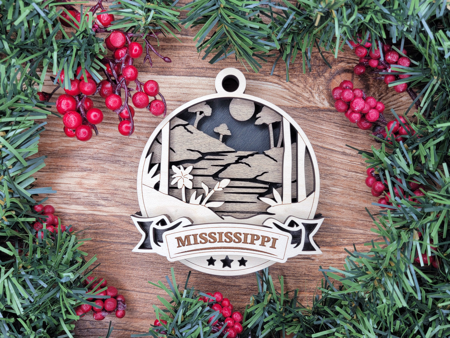 Discover America Wood Souvenir Ornament | 50 States