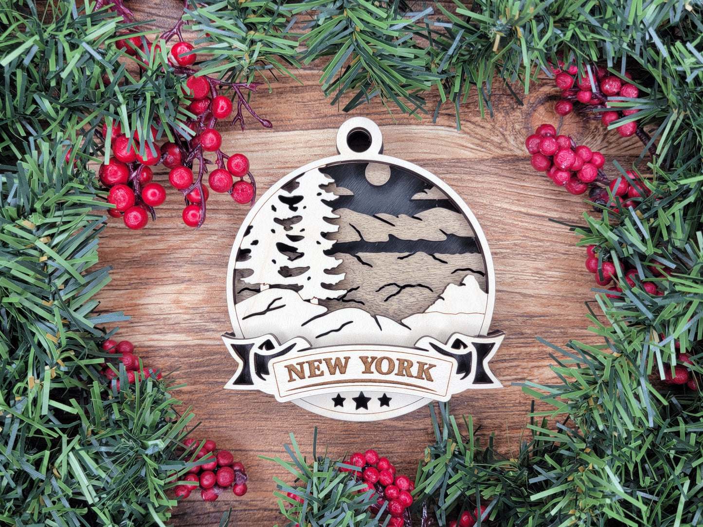 Discover America Wood Souvenir Ornament | 50 States