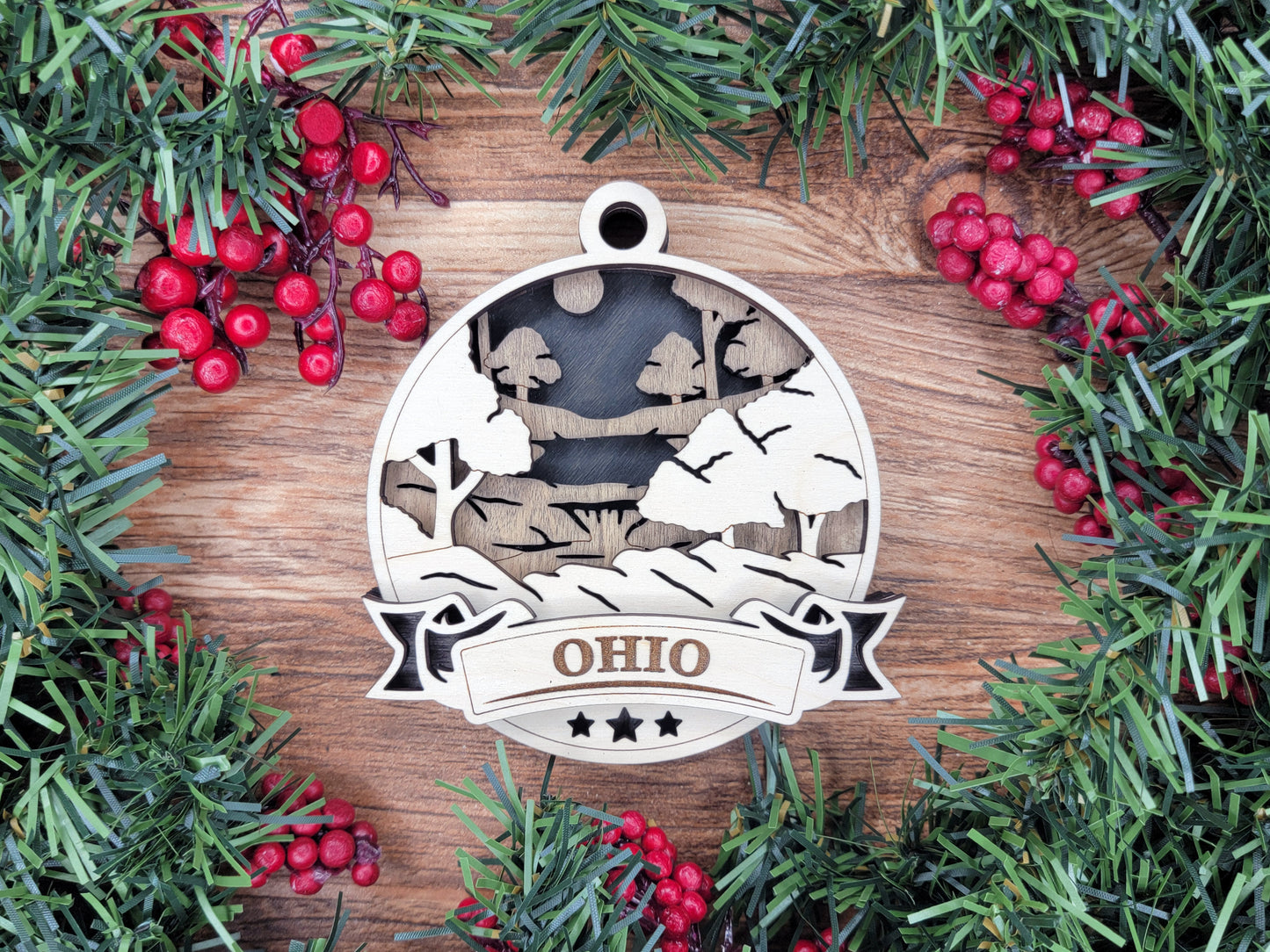 Discover America Wood Souvenir Ornament | 50 States