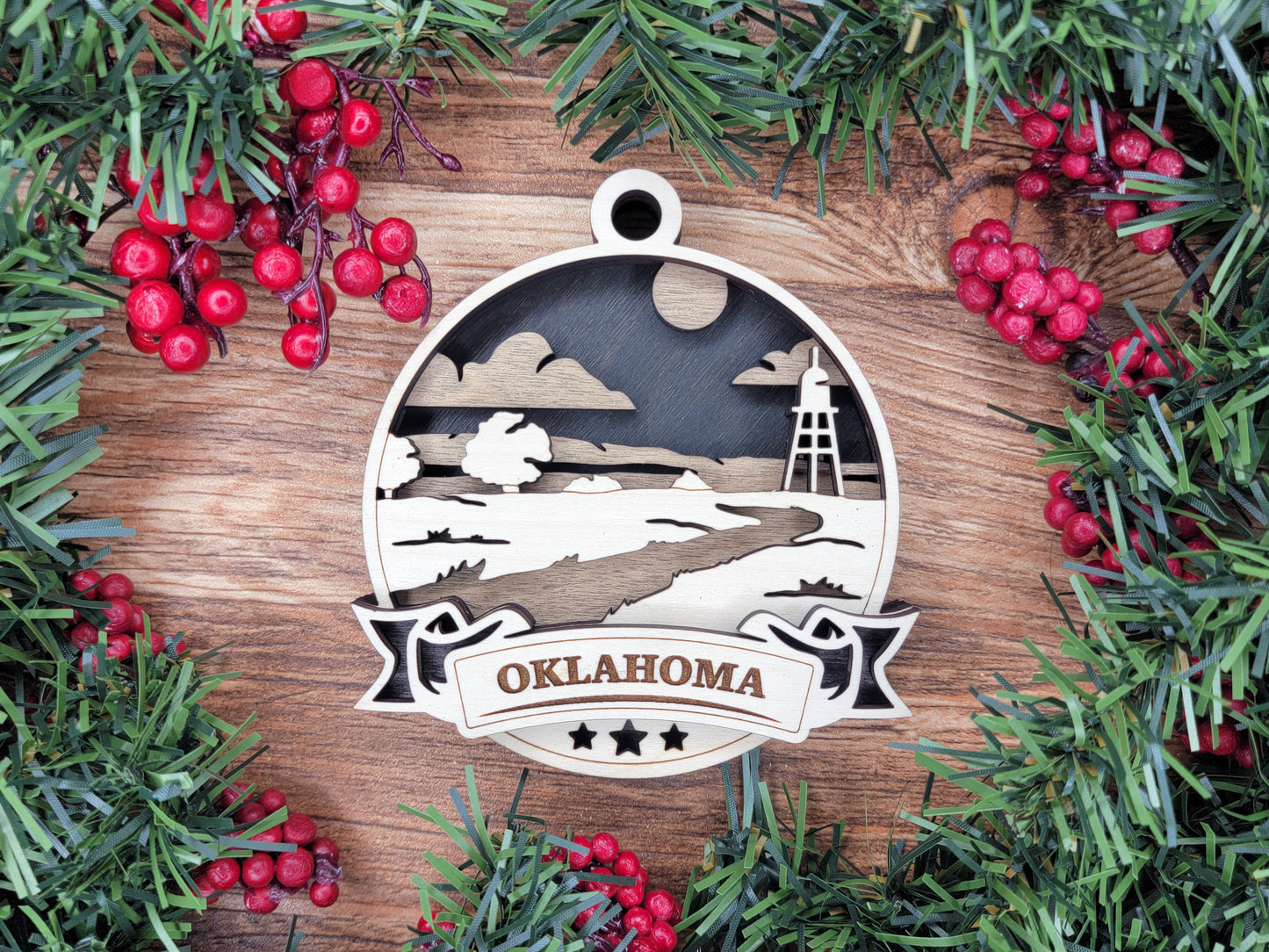 Discover America Wood Souvenir Ornament | 50 States
