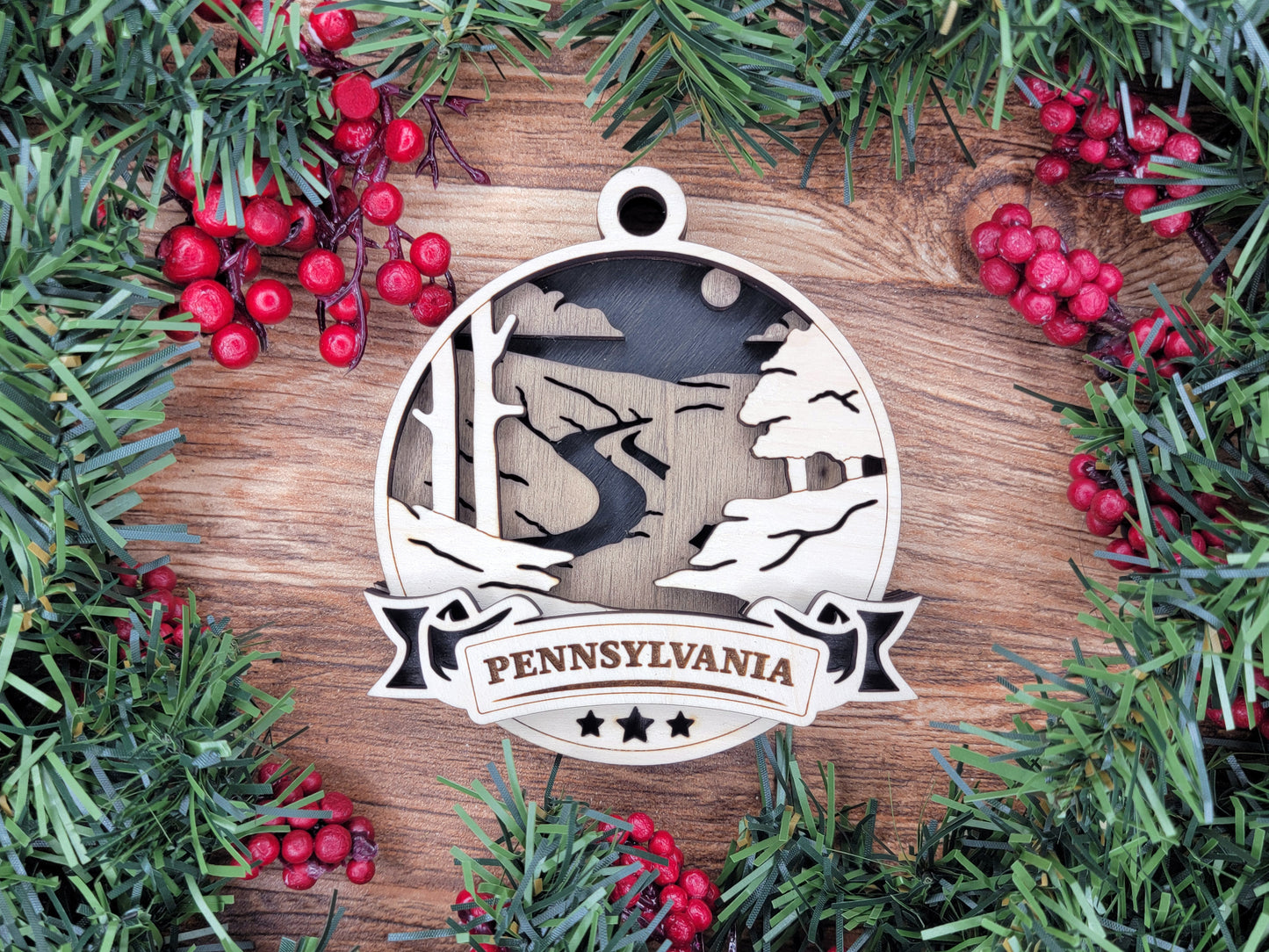 Discover America Wood Souvenir Ornament | 50 States