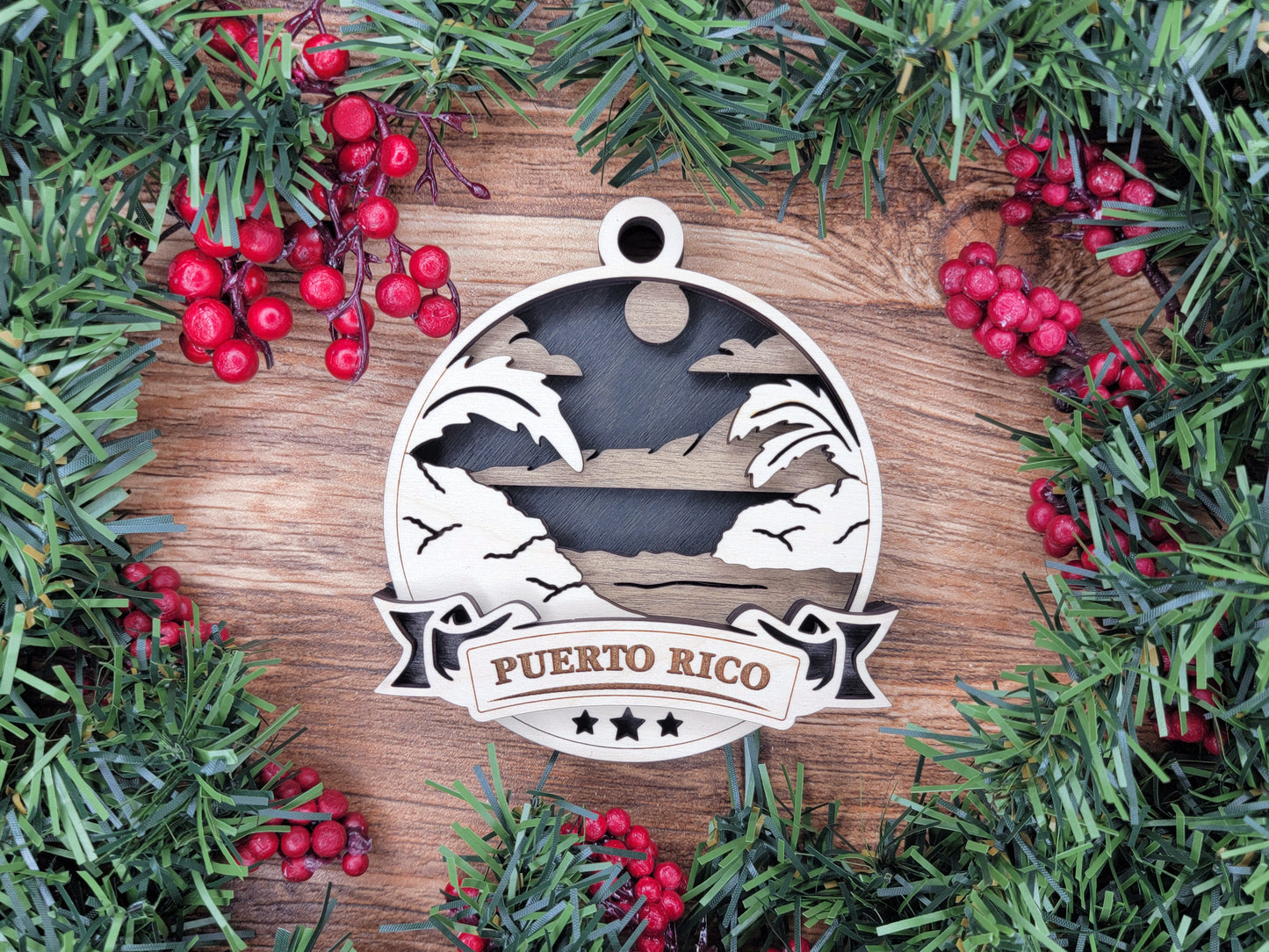 Discover America Wood Souvenir Ornament | 50 States