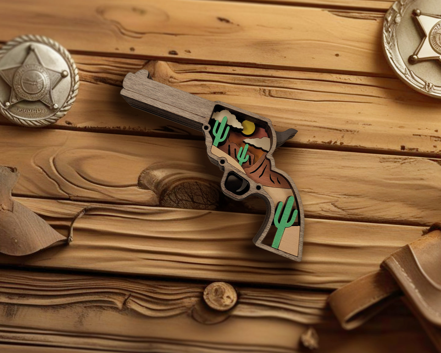 Layered Wild West Souvenir Ornament & Magnet | Wood