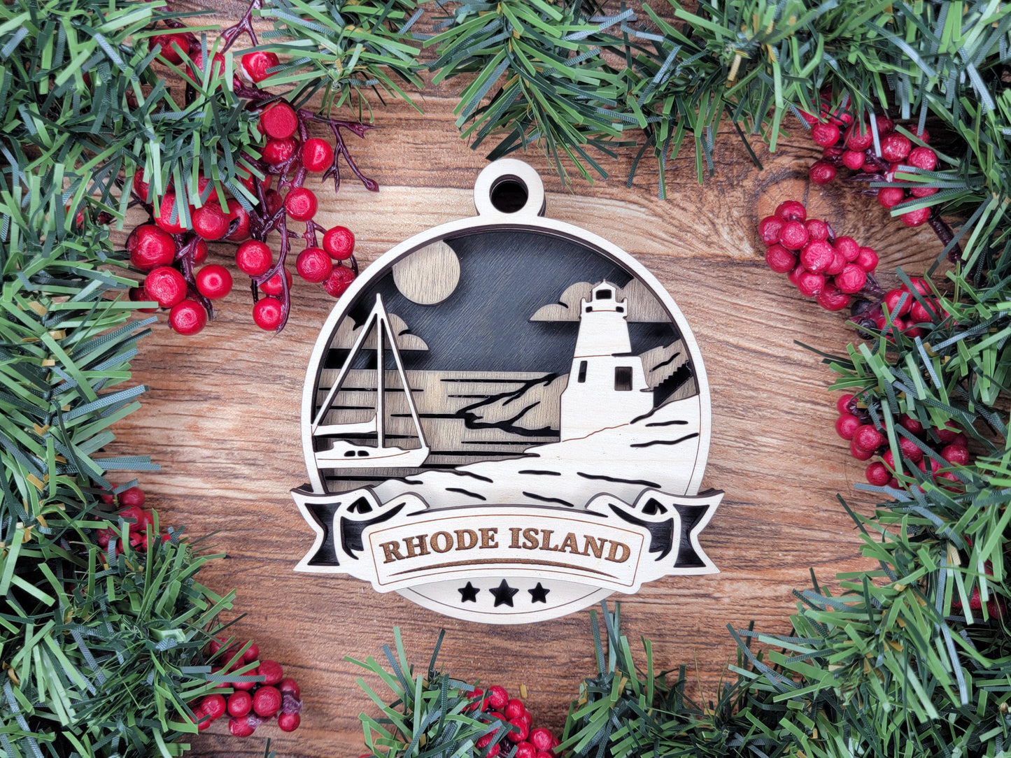 Discover America Wood Souvenir Ornament | 50 States