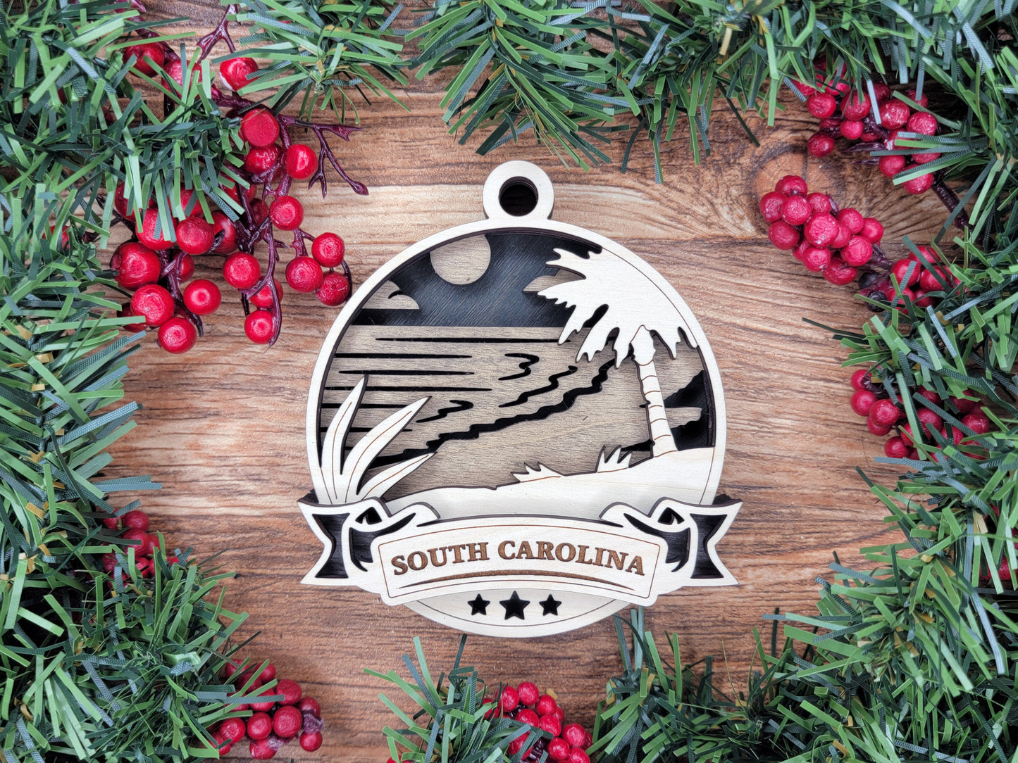 Discover America Wood Souvenir Ornament | 50 States